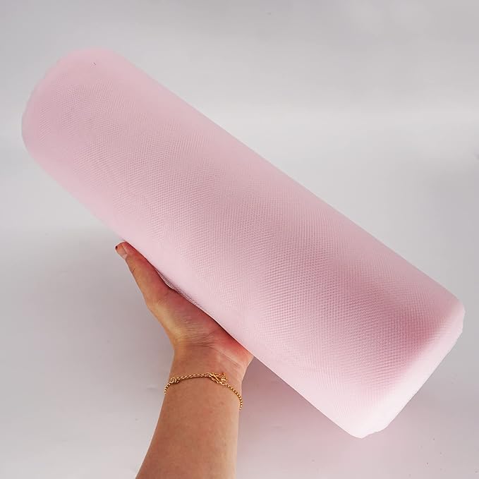 Baby Pink Tulle Fabric Roll Spool Bolt (54 Inch by 40 Yards) Large Tulle Wedding Party Decoration, Tutu Skirt, Table Runner, Gift Wrapping, Bridal Shower, Soft & Drape (Light Pink)