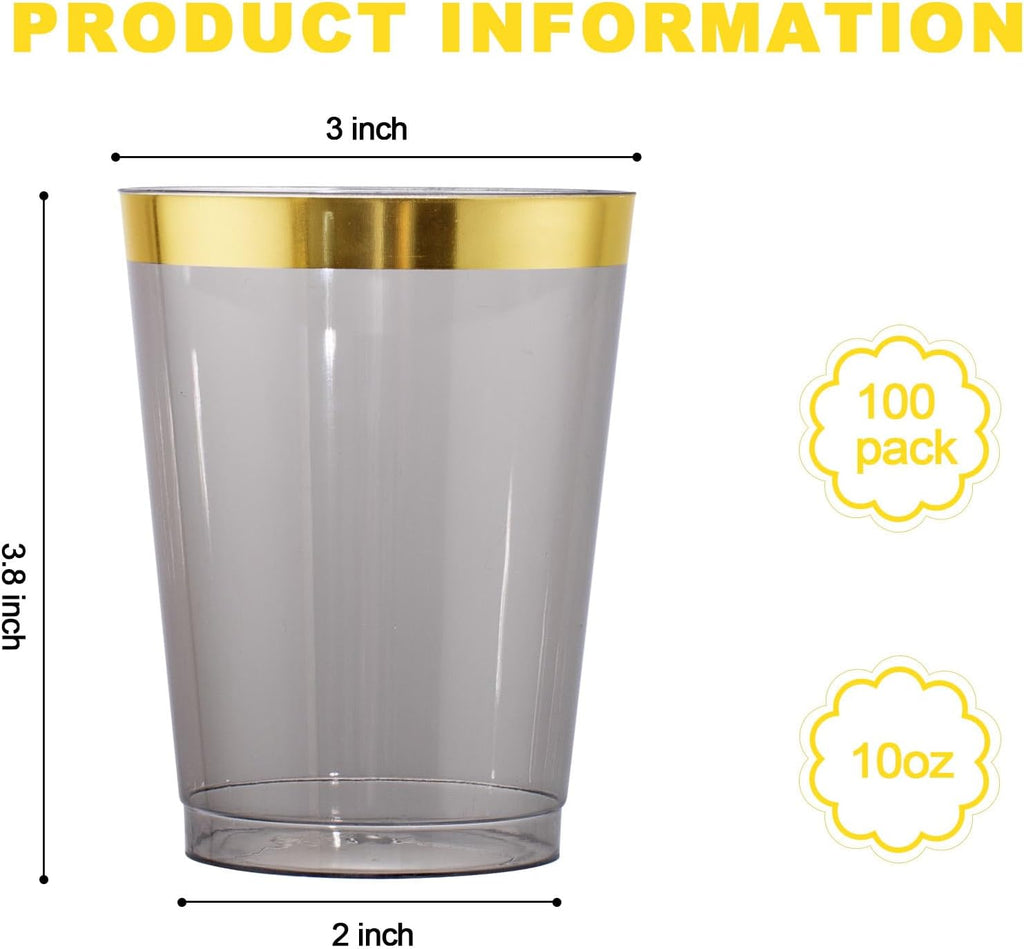 supernal 10 oz black and gold plastic cups, view 9