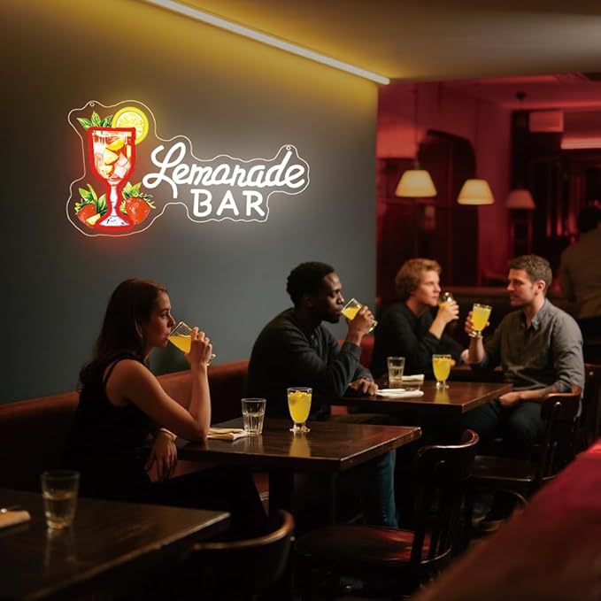 Lemonade Neon Sign,Lemonade Bar Led Neon Signs Wall Decor, Cocktail Bar Drinks Neon Signs for Business Art Wall,Restaurant,Shop,Pub, Night Club, Man Cave Decoration