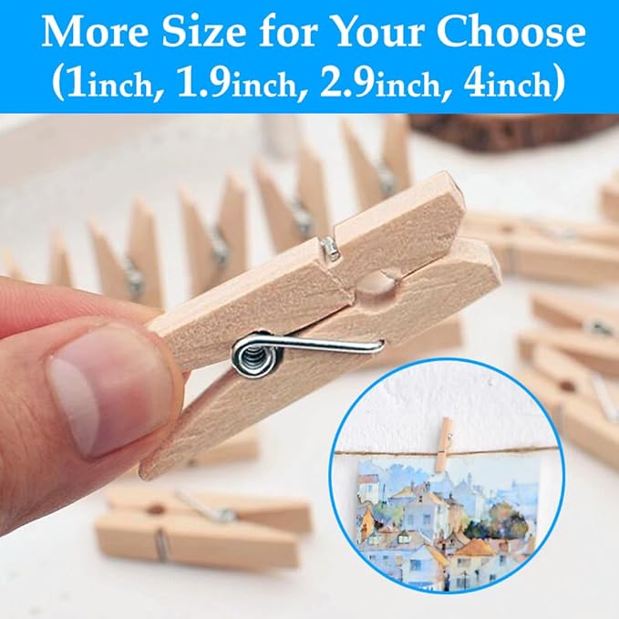 OBTANIM 100 Pack Wooden Clothespins 4 Inch Heavy Duty Clothes Clips for Hanging Clothes Art, Crafts, Photo Outdoor Pictures Displays