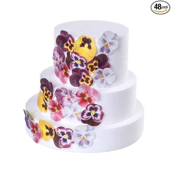 GEORLD 36pcs Edible Cupcake Toppers Pansies Cake Decoration,Flat not 3D, 7 Colors