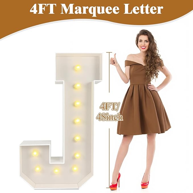 Marquee Light Up Letters: 4FT Large Decorative Signs for Party Decorations Baby Shower Birthday Wedding Engagement Anniversary, 4 Feet Tall Pre-Cut DIY Foamboard Letter U - Easy to Assemble