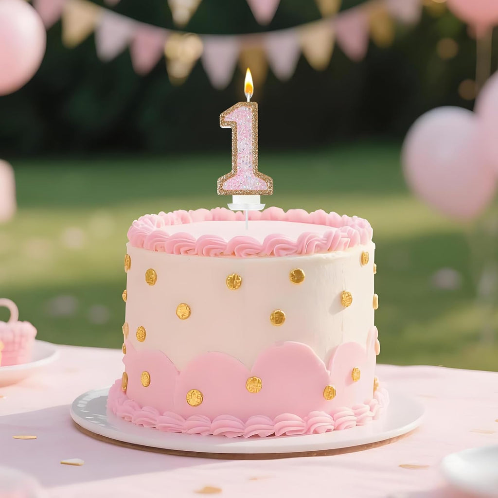 Minyu Iridescent Rhinestone Number Candles, Shimmering Sequins for Birthday Cake Decorations, Suitable for Birthdays, Anniversaries, Wedding Celebrations, and Dessert Table setups. (1, F)