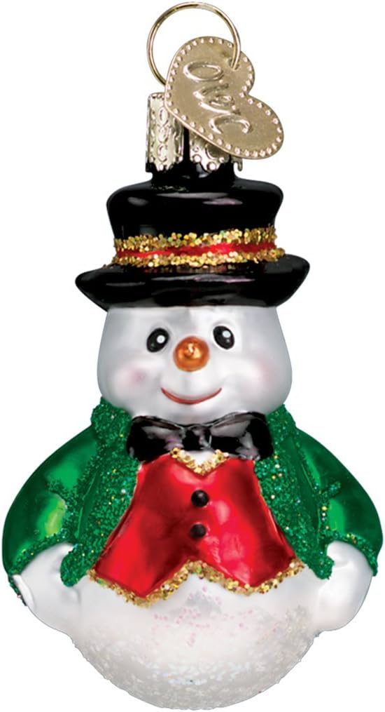 Old World Christmas Mini Snowman Set Glass Blown Ornament for Christmas Tree, Handcrafted Holiday Decoration, Set Collection
