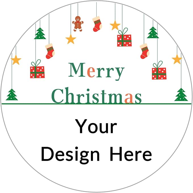 100-1000pcs Custom Stickers Merry Christmas Stickers Personalized Labels Adhesive Xmas Decorative Envelope Seals Stickers for Cards Gift Boxes (Round-6)