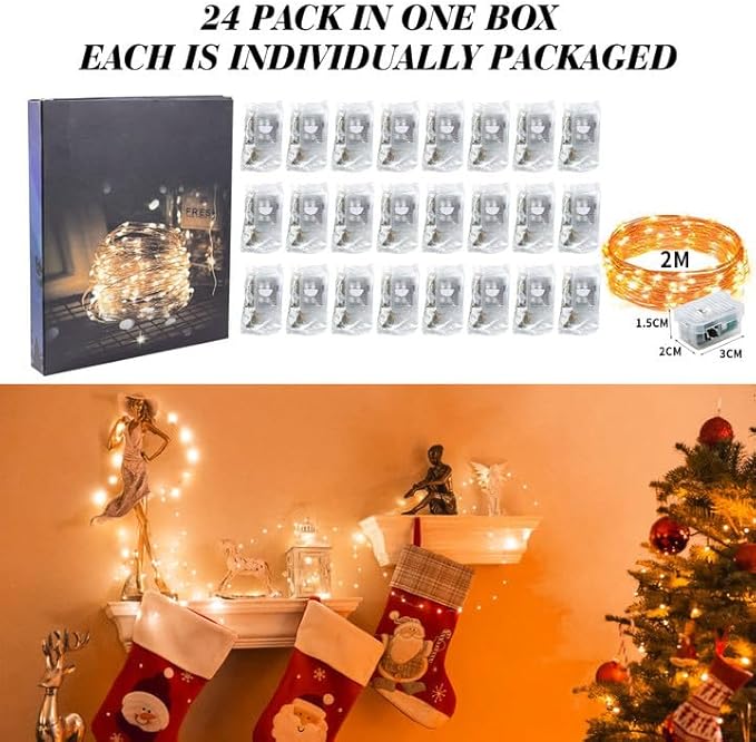 ZGWJ 24 Pack Halloween Fairy Lights Battery Operated, 7ft 20 Mini LED Halloween Fairy String Lights Silver Wire 3 Modes Waterproof for DIY, Parties, Bedroom Decorations,Orange