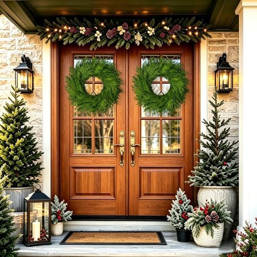 26" large cedar norfolk pine wreath for front on a desk or shelf