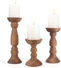 BANOMII Farmhouse Wooden Candle Holders for Pillar Candles Set of 3, Rustic Wood Candle Holder Table Centerpiece Decor, 12'' 9'' 6'' Vintage Tall Candle Stand Decorative, Brown