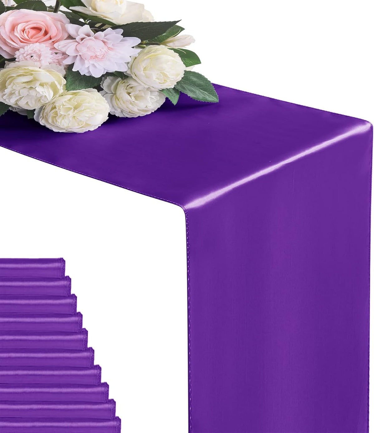 24Pack Table Runner 12 x 108 Inches Satin Silk Table Runner for Wedding, Birt...