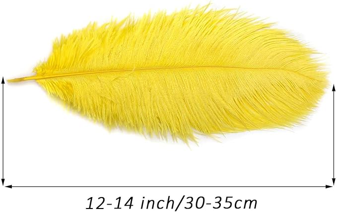 YAKRUNA 30PCS Yellow Ostrich Feathers Bulk 12-14 Inches for Centerpieces for Wedding Birthday Gatsby Party, Decorative Plumes for Vase & Table & Christmas Tree Decor (30-35cm, Yellow)