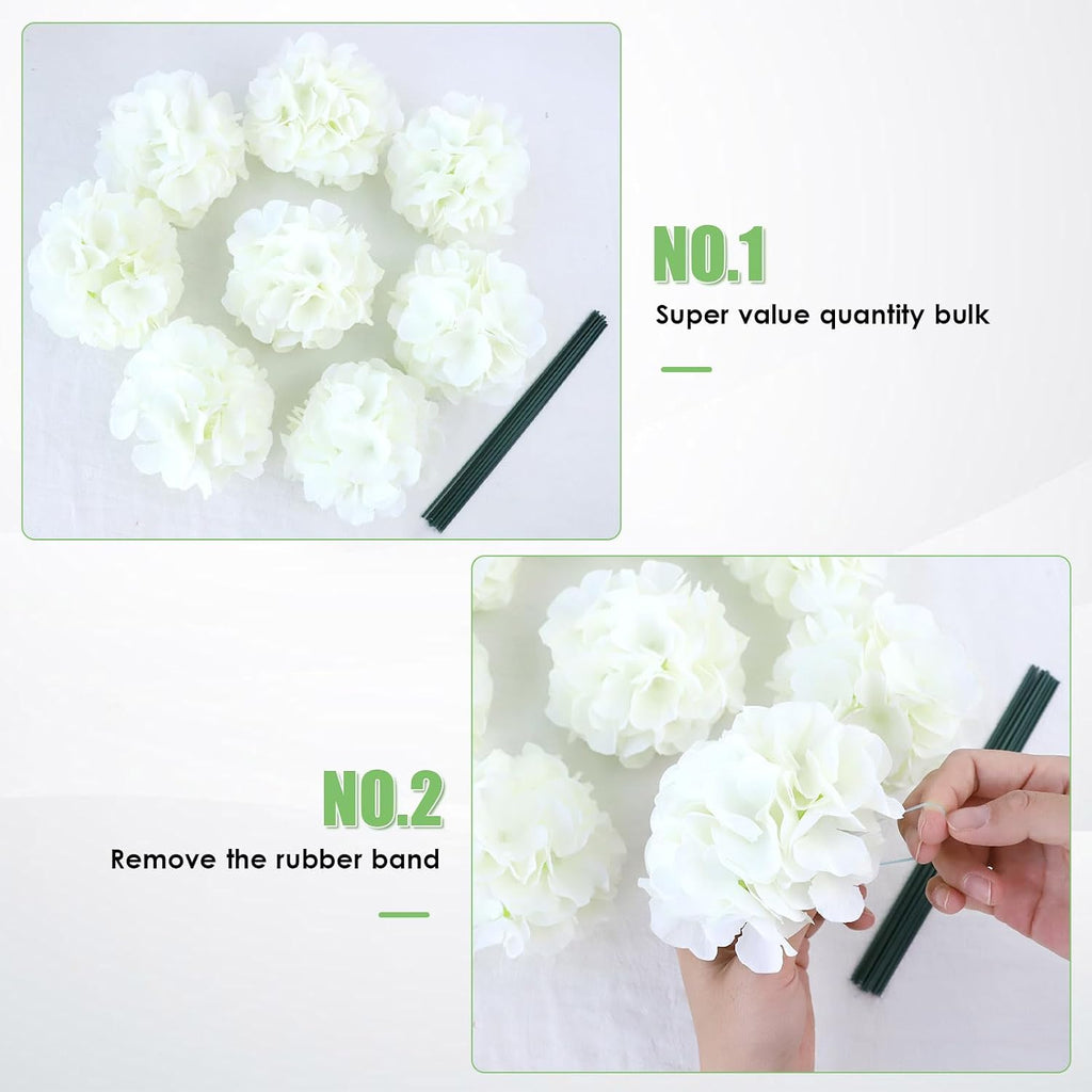 aviviho 65pcs white hydrangea artificial flowers bulk faux on a desk or shelf