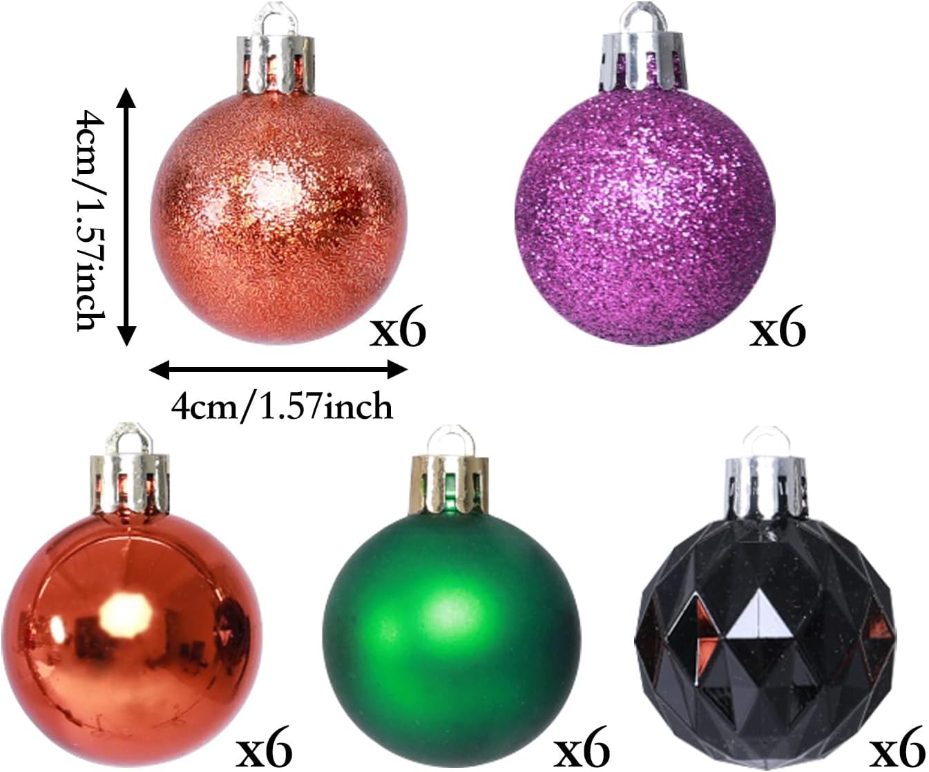 HipTree 1.57Inch 30ct Halloween Ornaments Decorations for Mini Tree | Nightmare Before Christmas Purple/Orange/Green/Black Ball Ornaments Set for Table Indoor Fall Holiday Party Home Decor