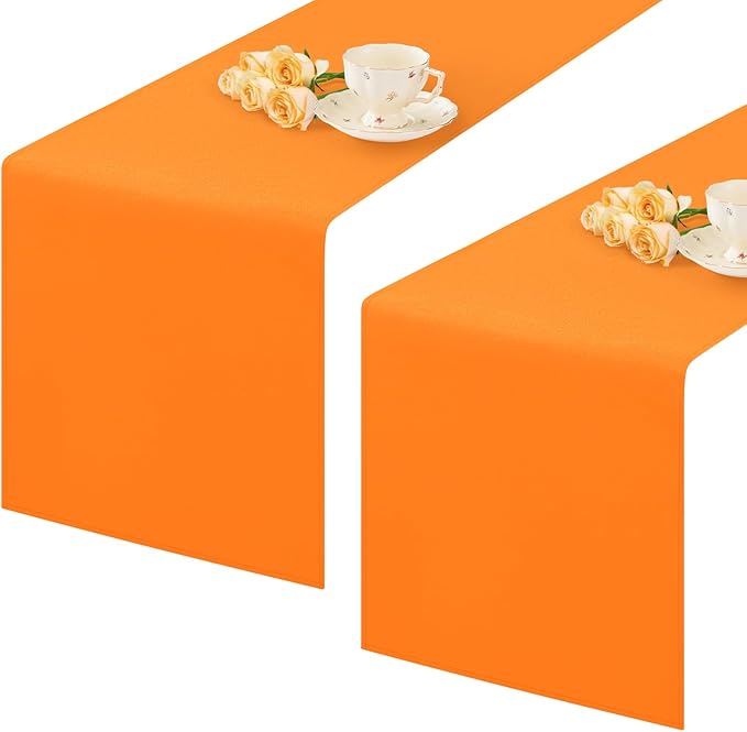 2 Pack Orange Small Short Table Runner 12 x 36 Inch Solid Color Runners Coffee Table Dresser for Daily Party Home Decoration