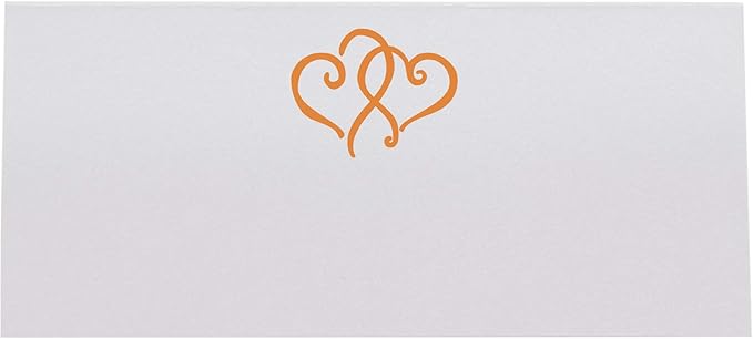 Linked Hearts Place Cards, Orange (Choose Color), Set of 25, Pre-cut and Scored - Wedding, Party, Dinner, and Special Events - Made in the USA