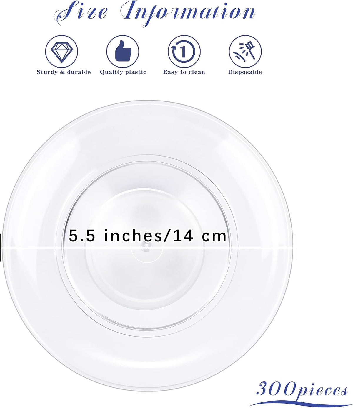 Breroa 300 Pieces Plastic Plate 5.5 Inch Small Round Heavy Duty Disposable Ap...
