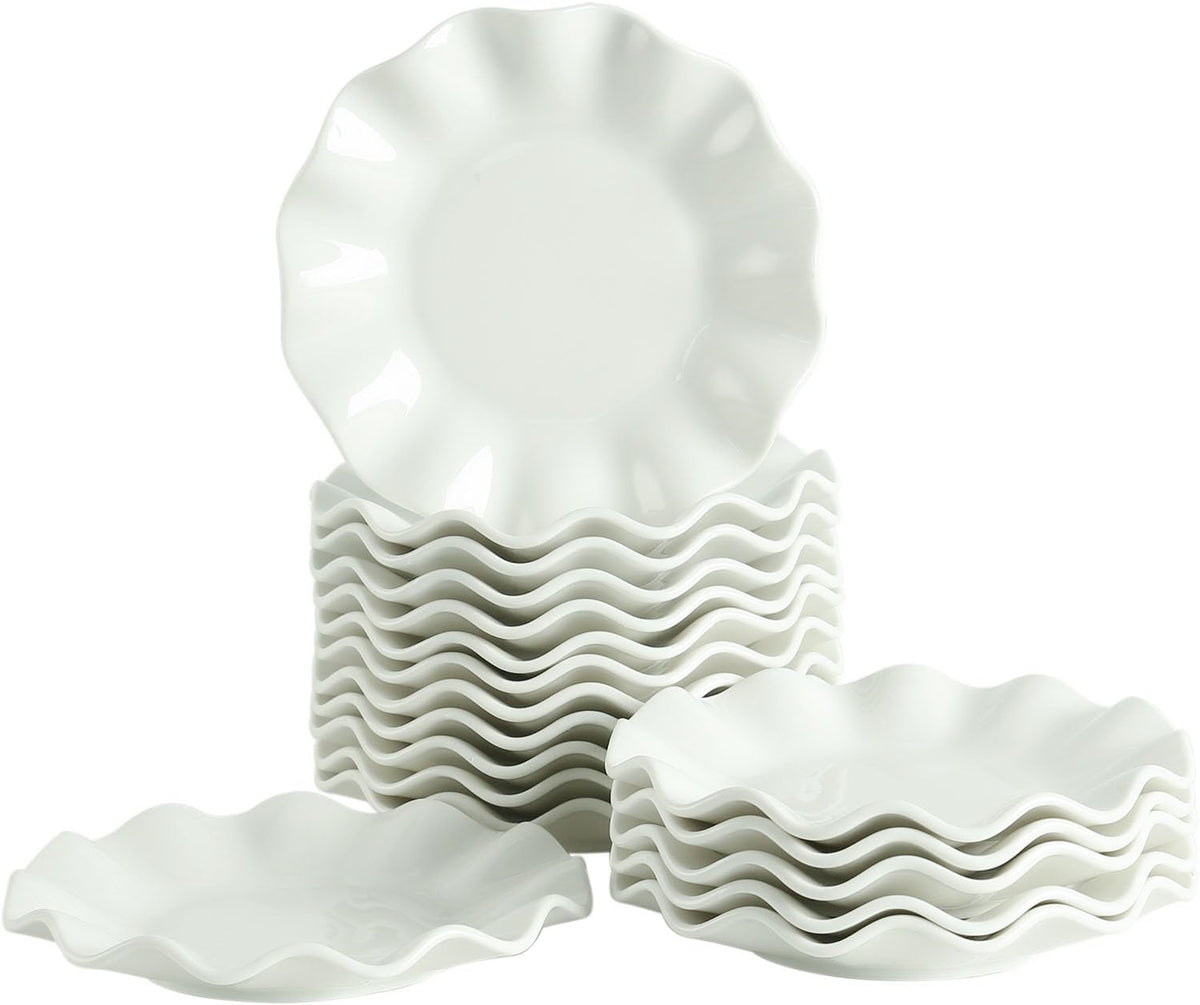 6 Inch Ceramic Small Dessert Plates, White Appetizer Plate Set, 18 Packs