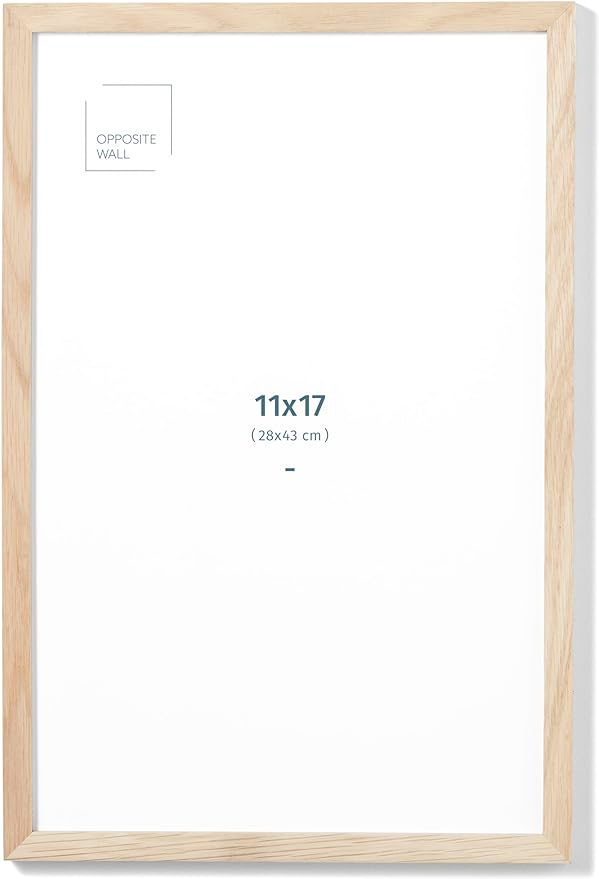 Opposite Wall - 11x17 in - Natural Solid Oak Wood Picture Frame - Lightweight, Versatile & Shatterproof - Wall Hanging Poster or Photo Frame - Wall Decor for Office, Gallery & Home