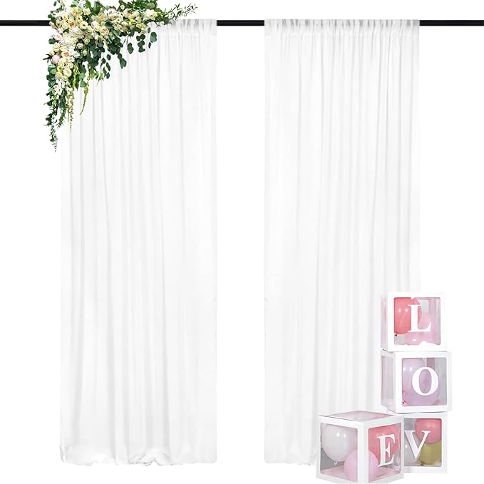 DUOBAO Chiffon Backdrop Curtain-2 Panels 29"x96" Sheer Drapes Beach Backdrops for Living Room Voile Window Curtains Rod Pocket Photography Background for Wedding Ceremony
