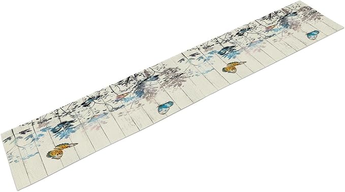 Nature Dandelion Table Runner,Rustic Floral Wood Plank Butterfly Girl Women Pattern Print Burlap Tablecloth for Hotel Indoors Outdoor Dining Room Kitchen Table Decor, 13x80in