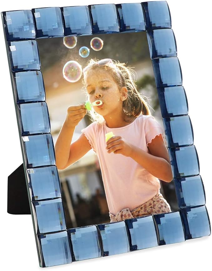 Isaac Jacobs Decorative Sparkling Navy Jewel Picture Frame, Photo Display & Home Décor (4x6, Navy)