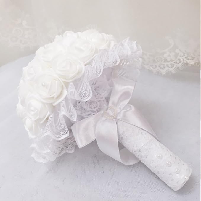 Artificial Flowers 100PCS 3CM Mini Fake Roses for DIY Wedding Bouquets Centerpieces Party Baby Shower Home Decorations (White)