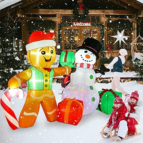 coolwufan 6 ft christmas decorations outdoor inflatables gingerbread, front angle view