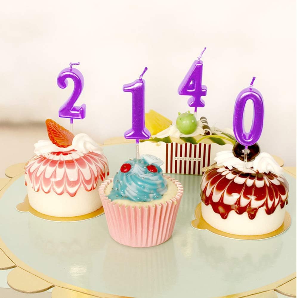 7th Birthday Candle Seven Years Purple Happy Birthday Number 7 Candles for Cake Topper Decoration for Party Kids Adults Numeral 70 47 27 37 77 75