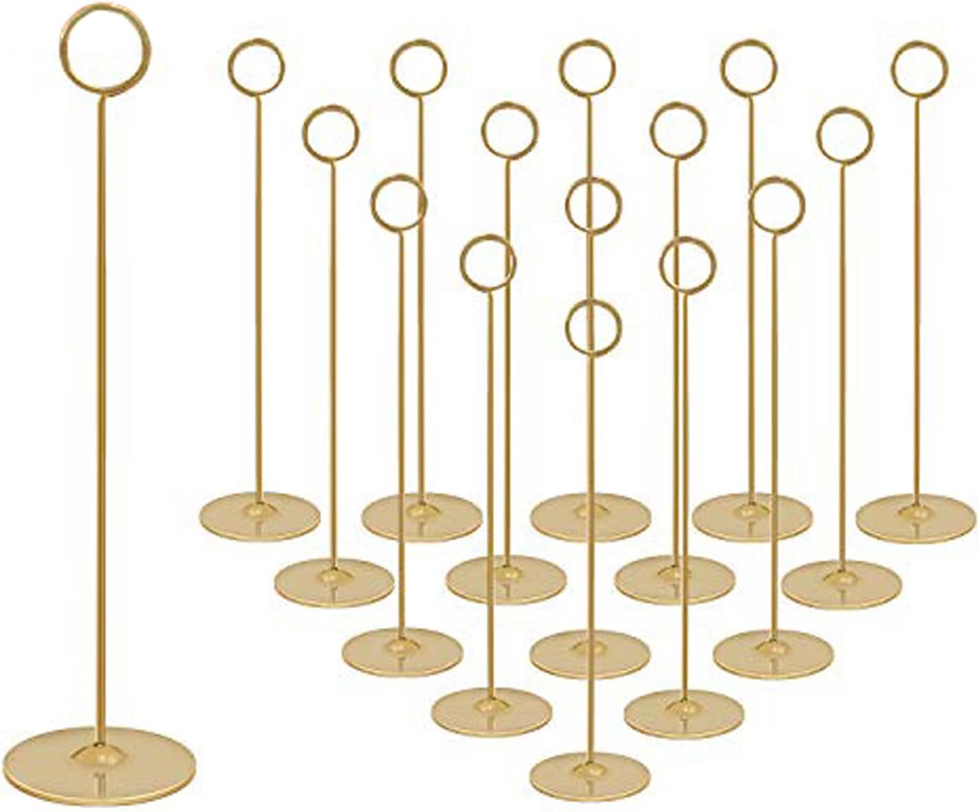 Urban Deco 16PK Gold Table Number Holders Place Card Holders 12 Inch Table Card Holders Steel Card Holders for Photos, Food Signs, Memo Notes, Weddings, Restaurants, Birthdays