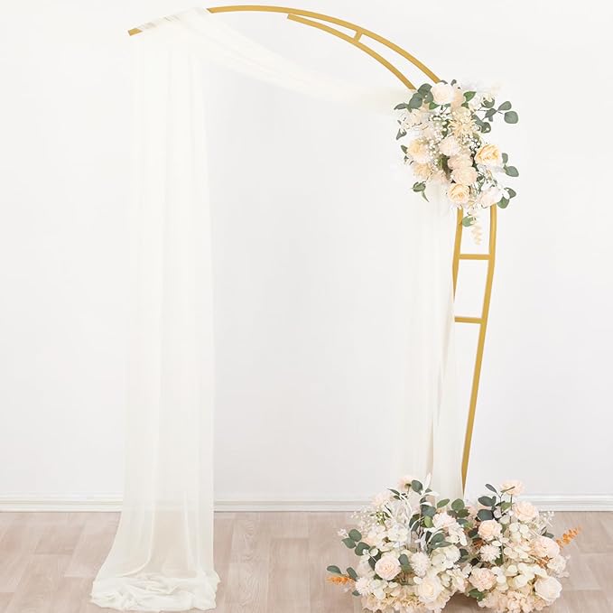 Socomi Ivory White Wedding Arch Draping Fabric 29" x 20Ft 4 Panels Sheer Outdoor Curtain Drapes Extra Long for Bridal Baby Shower Ceremony Birthday Party Decor