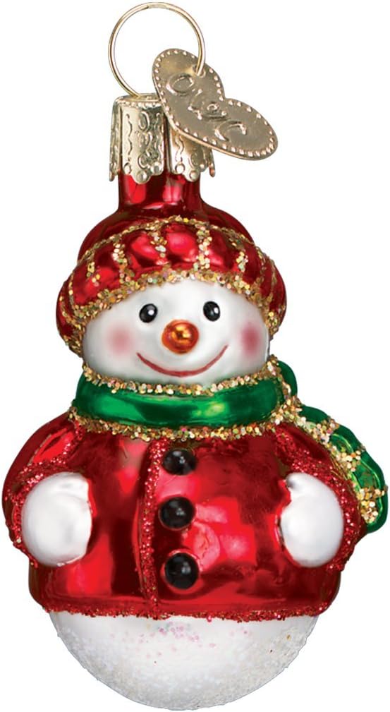 Old World Christmas Mini Snowman Set Glass Blown Ornament for Christmas Tree, Handcrafted Holiday Decoration, Set Collection