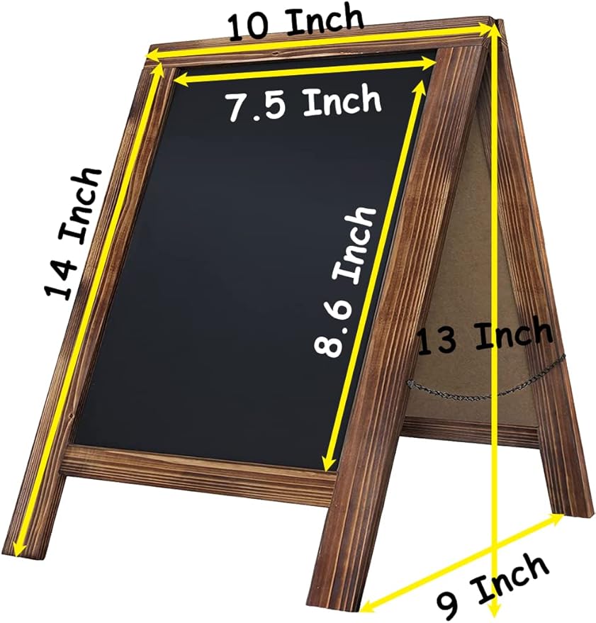 Rustic Whitewash Double Sided Chalkboard, 7.5"*8.6" Tabletop Stand, Small Countertop Chalkboard Easel with 8Pcs Liquid Chalk for Menu, Kitchen, Restaurants, Bar, Wedding and Home Decor