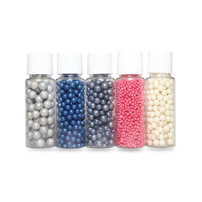 Confect Sprinkles Retro Pop Disco Ball Mashup Sprinkles Mix Navy Blue, Grey, Hot Pink, Sliver & White Dragees for Cakes & Cupcakes Decoration Assorted pack of 5 | Vegan, Gluten-Free, Dairy-Free, Palm Oil-Free, No Artificial Dyes - 5 Oz