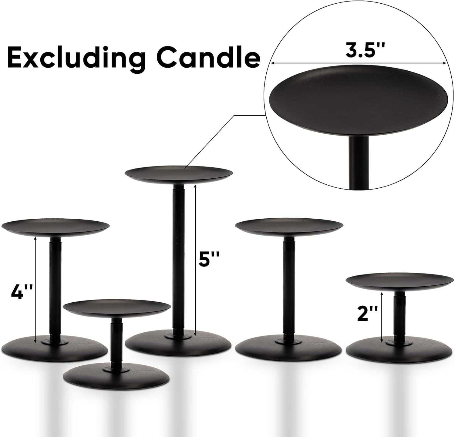 Homemory Christmas Metal Fall Candle Holders Stands for Pillar Candles Set of 5, Candleholder Sets for Table Centerpiece Fireplace (5, Black)