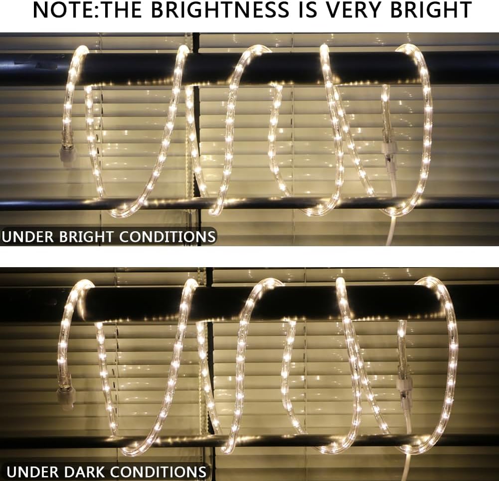 10FT Rope Lights Indoor,Connectable and Flexible LED Tube Lights,LED Rope Lights Outdoor for Garden,Patio,Porch,Backyard,Christmas Decoration(Warm White,2800K-3000K)