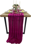 Luxurious Velvet Table Runner, 10ft Wedding Reception Decorations, 20x120inch Soft Velvet Fabric, Table Linen Overlay, Wedding Table Runners (Fuchsia, 20X120inch)