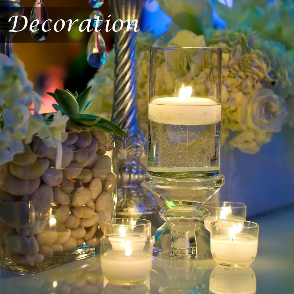 3inch White Floating Candles, 12PACK 13-15Hours Unscented Dripless Wax for Cylinder Vases, Centerpieces at Wedding, Birthday,Party, Pool, Holiday (12PACK, White)