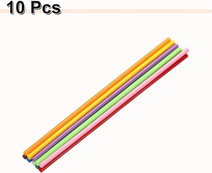 HARFINGTON 10pcs Hot Glue Sticks 0.28" Dia x 11.81" Long EVA Mini Hot Melt Adhesive Glue Stick for Hot Melt Gun Wood Plastic Glass Flowers Fabrics Foam, Multicolor
