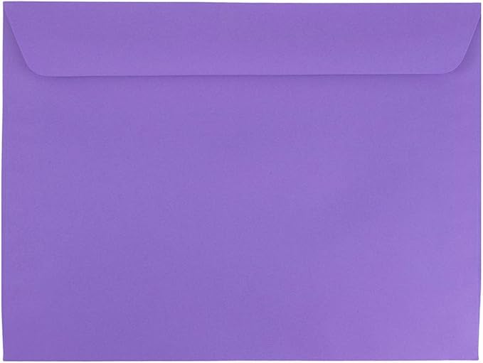 JAM PAPER 9 x 12 Booklet Colored Envelopes - Violet Purple Recycled - 25/Pack