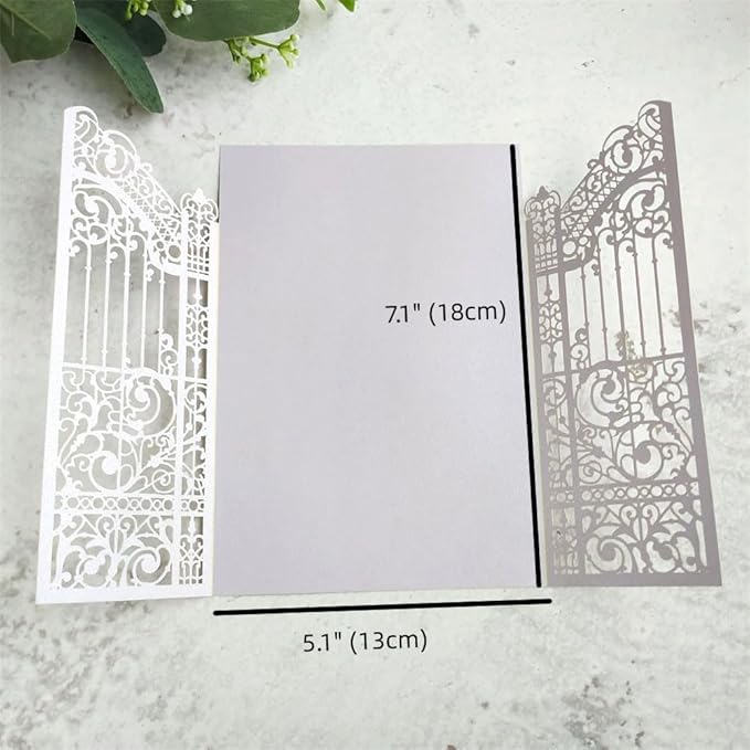 MillaSaw Lavender Laser Cut Wedding Invitations Gate invite Folder For Marriage Valentines Birthday Party 25 Sets (lavender, 4.9"x7.1")