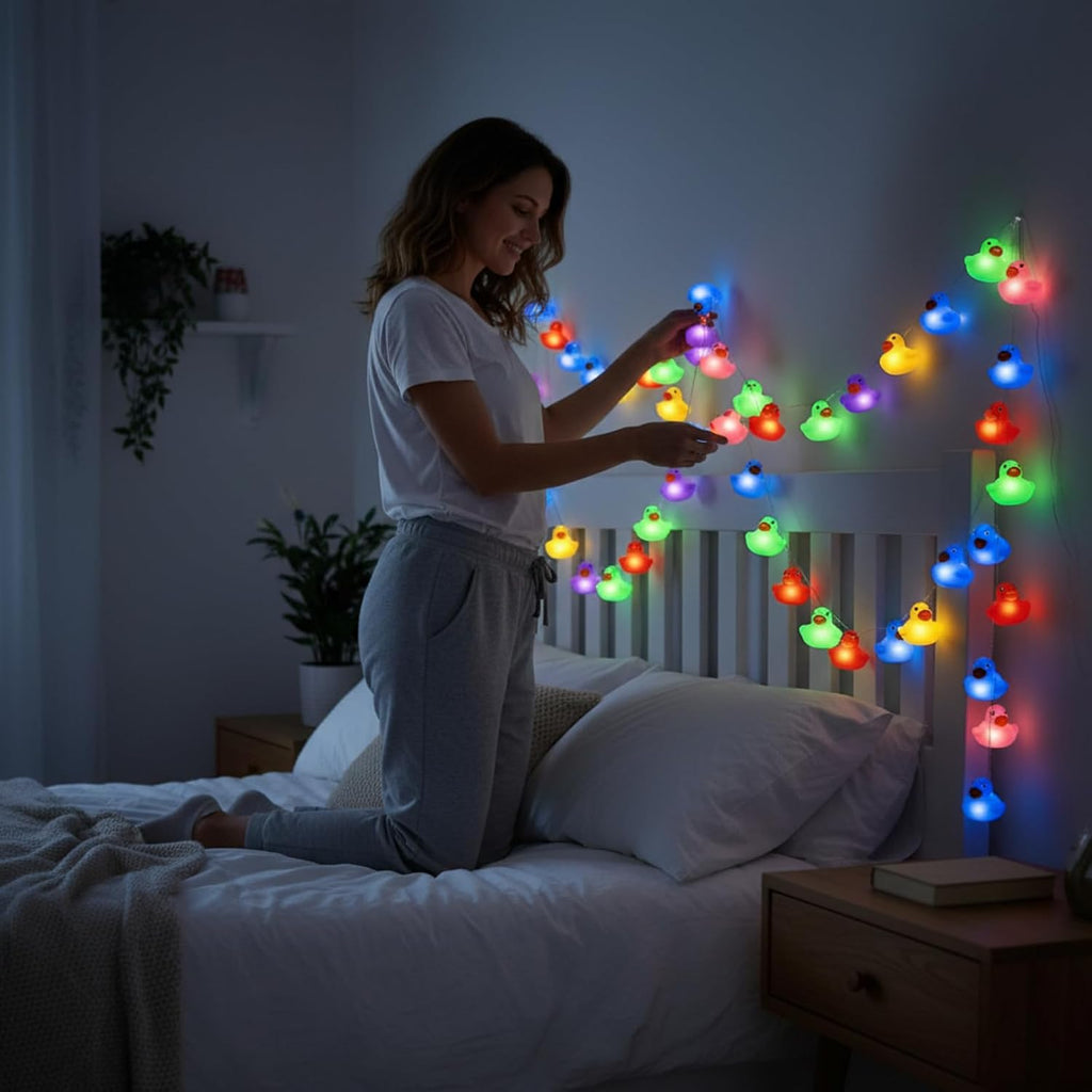 Deekin 1 Pcs Rubber Duck String Lights (20 LED Each) Battery Operated String Lights Decorative for Car Wall Window Yard Garden Birthday Baby Shower Party Decor
