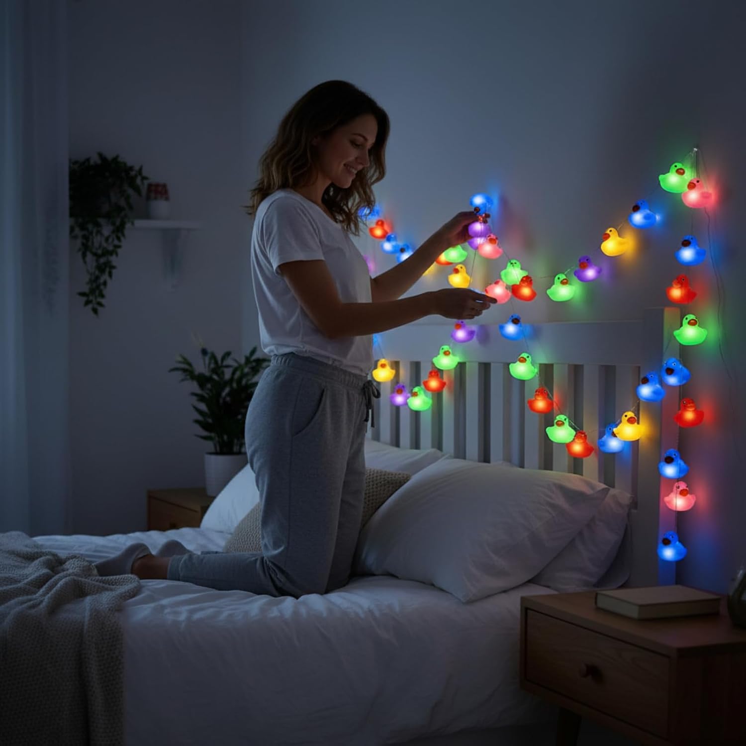 Deekin 1 Pcs Rubber Duck String Lights (20 LED Each) Battery Operated String Lights Decorative for Car Wall Window Yard Garden Birthday Baby Shower Party Decor