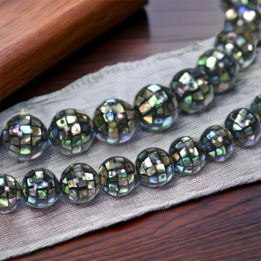 ABCGEMS AAA Abalone Shell Beads - Mosaic Round 12mm (Full Strand 33Pcs)