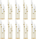 35in 10 Set Gold Candelabra Candle Centerpieces for Tables Candlesticks Holder Wedding Centerpieces Table Decorations Fit 0.9" LED Candle