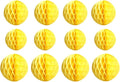 12pcs Honeycomb Balls Decorations - 4'' 8'' 10'' Yellow Honeycomb Flower Pom Poms for Baby Shower, Birthday, Wedding, Nursery Wall Decor