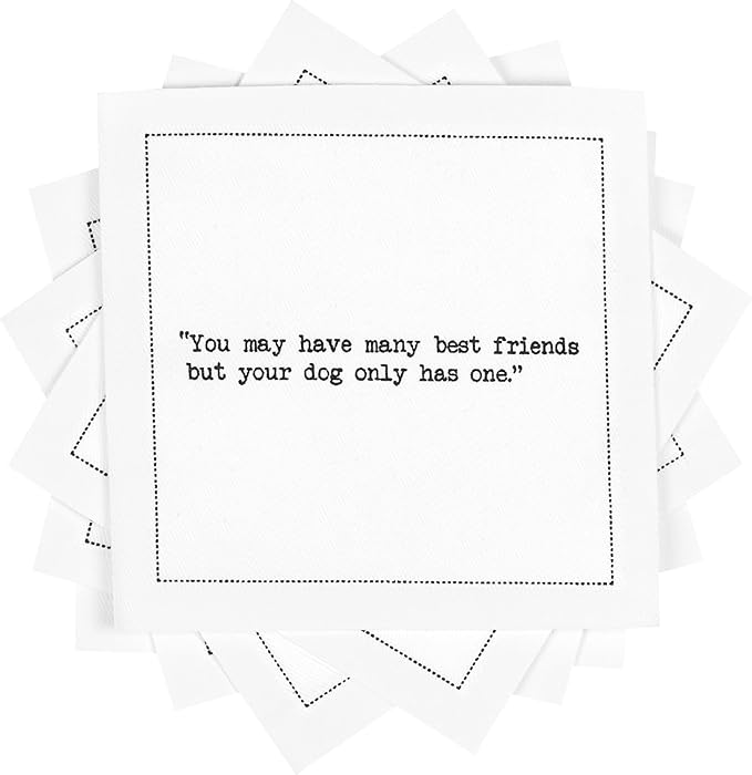 FIVE STAR NAPKINS Dog Quotes, White Cotton Cocktail Napkins, Beverage Napkins, Bar Napkins, Cloth Napkins, Party Napkins, Events, Holidays, Weddings, Birthdays, Disposable, 4.5'' x 4.5''- (50x)