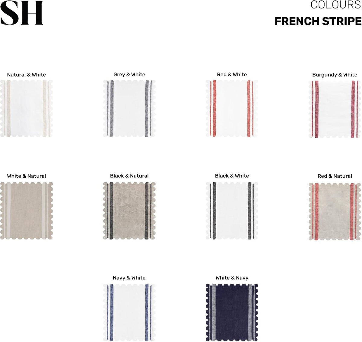 Solino Home 100% Pure Linen Table Runner, 14 x 90 in, Black, French Stripe