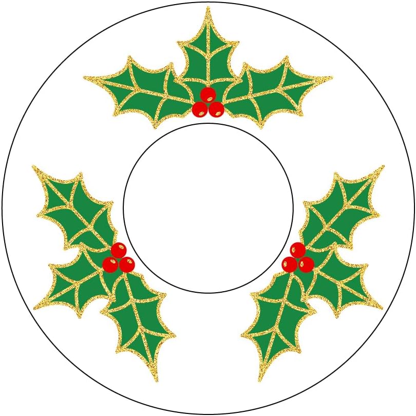 4 Pieces Patterned Glass Bobeches for Candlestick Holder, Christmas Holly Design, Candle Drip Protector Guard, Wax Catcher Ring Accessories (Christmas Holly)