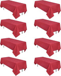 8 Pack Red Tablecloth 60 x 84 Inch Rectangular Tablecloths for 4 Foot Rectangle Tables, Wrinkle Resistant Red Table Cloth Washable Polyester Fabric Table Covers for Buffet Wedding Party Banquet