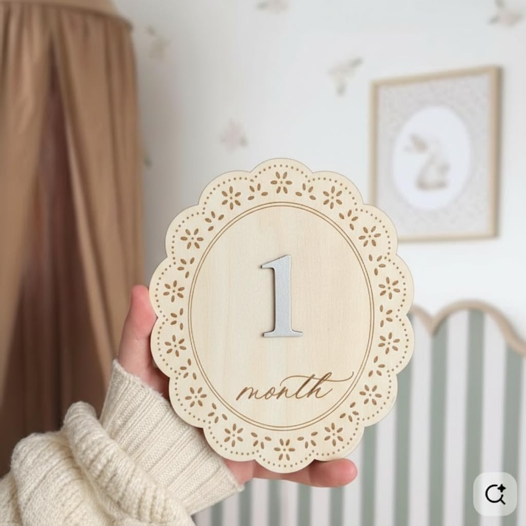 Baby Girl Monthly Milestone Signs, 1-12 Monthly Baby Milestone Girl, Newborn Photography Props Double-Sided, Nursery Decor for Girls (M03)