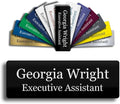 Custom Engraved Name Tag 1" x 3" Personalized Badge Magnetic or Pin Backing Made in The USA by Gem Awards (Black)